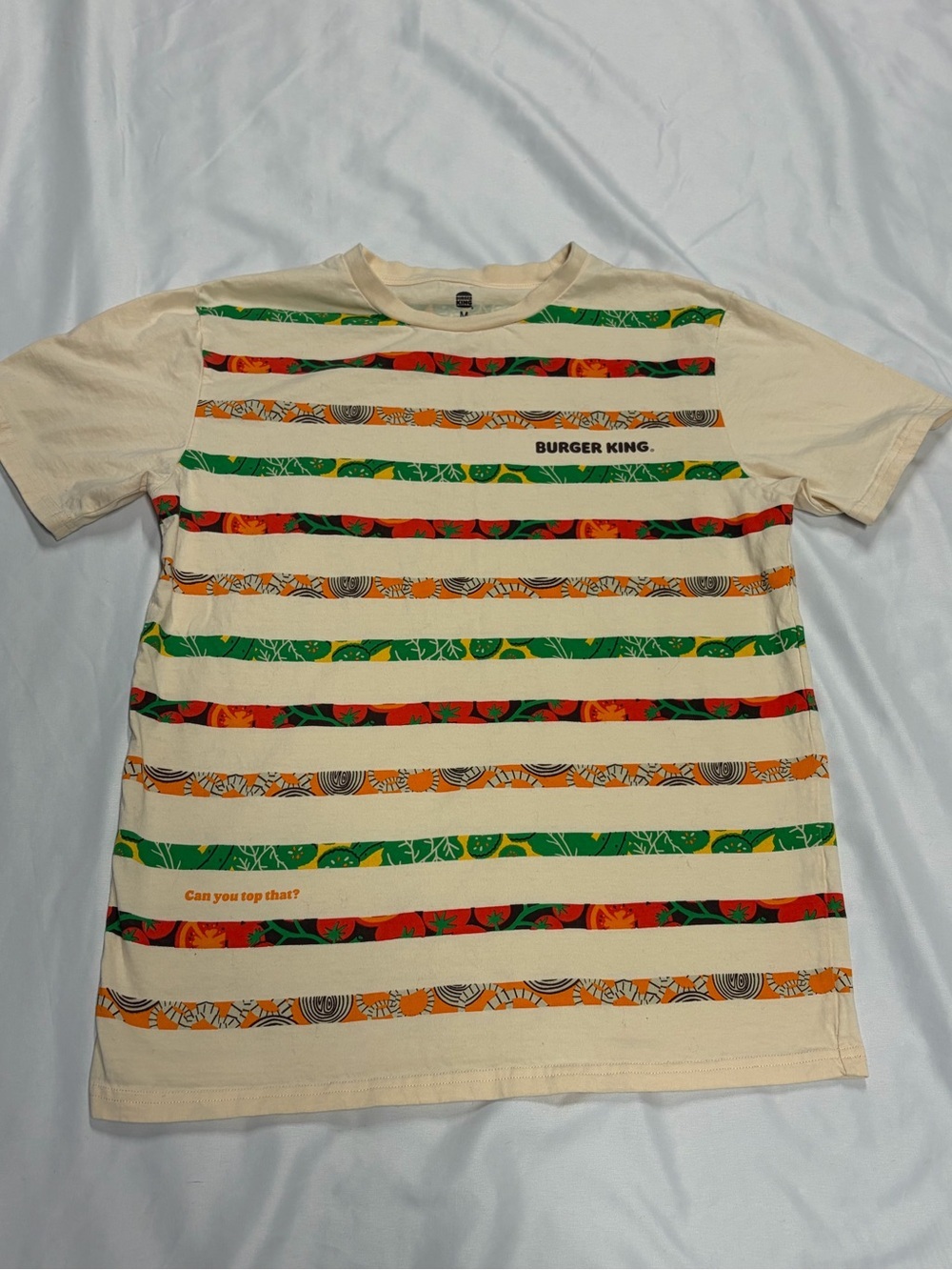 Burger King Cream Stripe Graphic T‑Shirt lot O